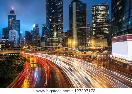 crowded traffic in the downtown district,hongkong china.