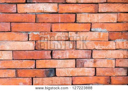 The red bricks. Wall of bricks. Texture of brick wall. The background of bricks. The old bricks. Old masonry. An old wall.