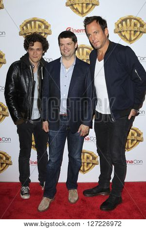 LAS VEGAS - APR 12:  Christopher Miller, Phil Lord, Will Arnett at the Warner Bros. Pictures Presentation at CinemaCon at the Caesars Palace on April 12, 2016 in Las Vegas, CA