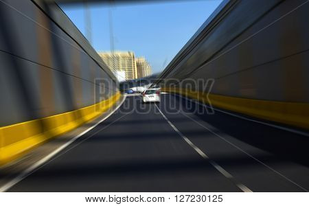 Motion blur Street background captured at night.