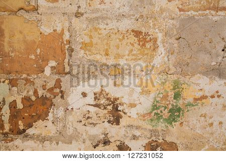 Grunge weathered wall reuined with different colors