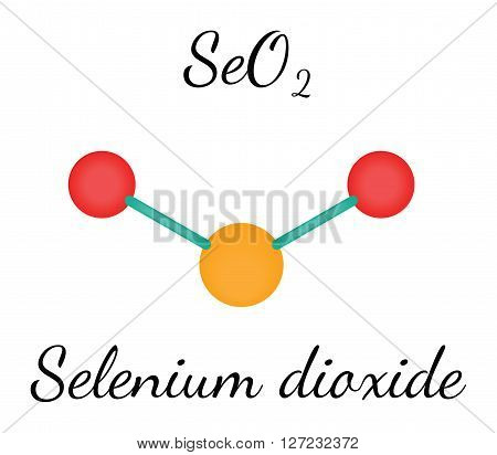 SeO2 selenium dioxide 3d molecule isolated on white