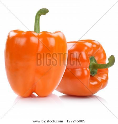 Bell Pepper Peppers Paprika Paprikas Orange Isolated On White