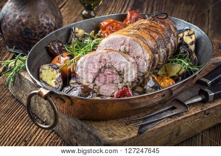 Rolled Lamb Roast with Barbecue Vegetable