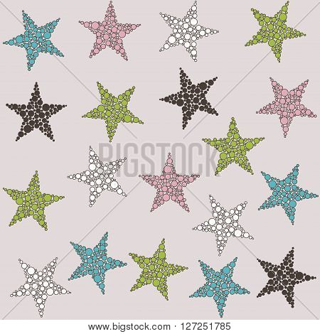 Seamless patel colored stars background pattern. Endless wallpaper