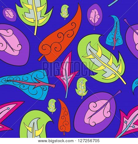 Seamless pattern with color leaves vector illustration