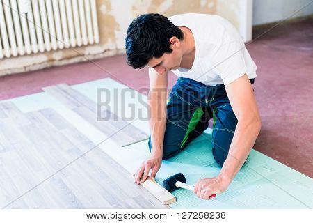 DIY workman flooring apartment floor