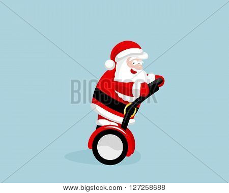 Santa Claus on the segway. Vector illustration. EPS 8. No transparency. No gradients.