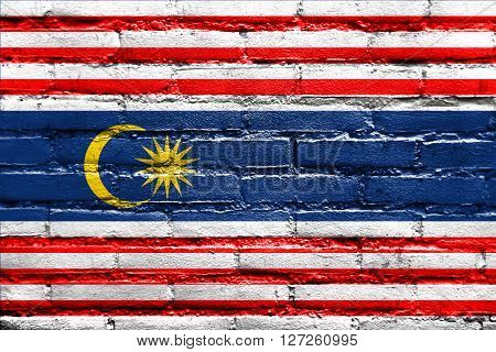 Flag Of Kuala Lumpur, Painted On Brick Wall
