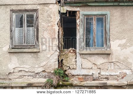 detail of a rundown old farmhouse in Southern Germany