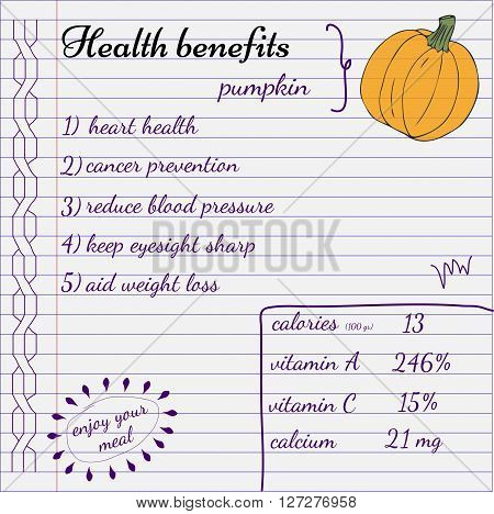 Health benefits of vegetables. Nutrition facts infografics. Hand-drawn health benefits.