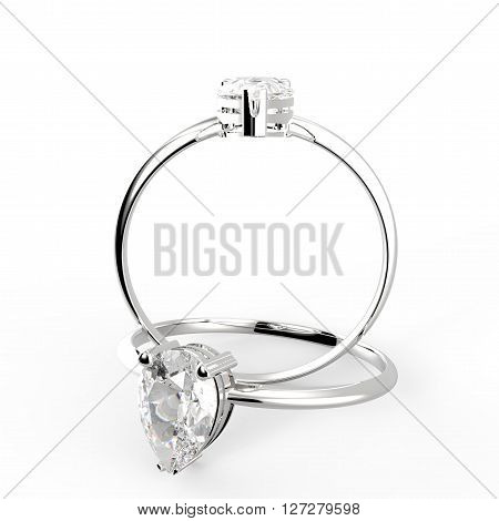 Diamond Rings a on white background. Fashion jewelry. 3d digitally rendered illustration