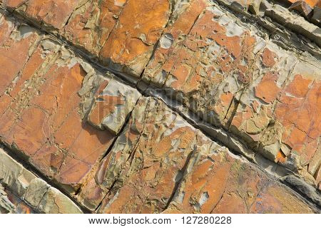 Unusual rock patterns found in rocks at Sandymouth bay North Cornwall uk