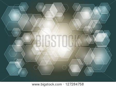 Abstract vector background with transparent hexagons. 10 EPS