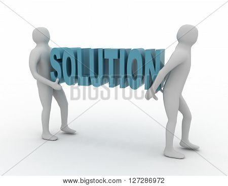 White 3D People Carry Red Solution Word. Business Success Concept