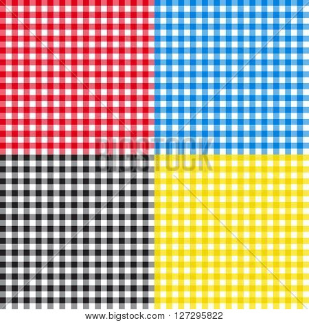 Table cloth seamless pattern vector illustration red blue yellow black
