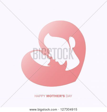 Mother holding a baby in heart shaped silhouette for Happy Mother's Day celebration.