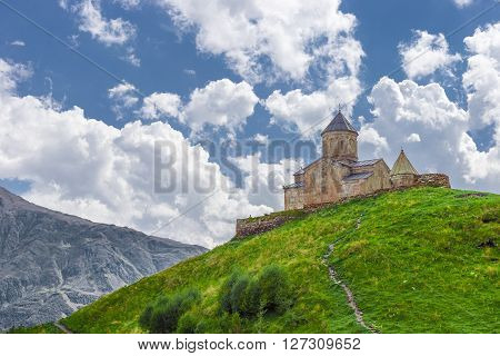 Gergeti Trinity Church on the top of the hill (Gergeti Georgia)