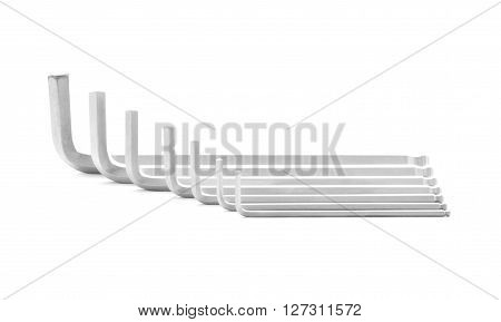 Hex wrench metal tool for repair isolated on white background