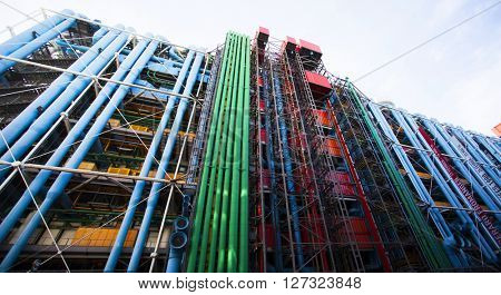 PARIS, FRANCE - MARCH 26, 2016: Centre Georges Pompidou,Paris. The Centre of Georges Pompidou is one of the most famous museums of the modern art in the world.