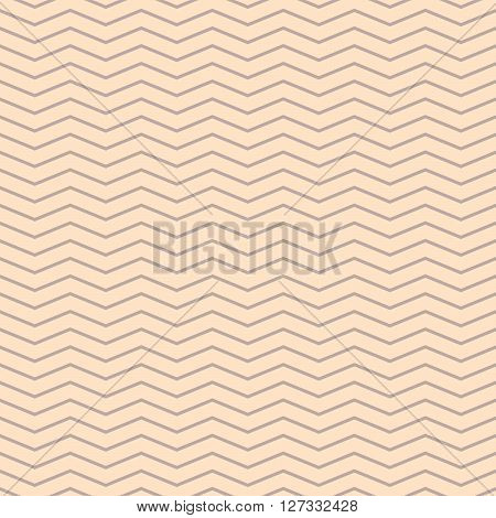 Chevron thin zigzag cream and beige seamless pattern. Vector geometric monochrome striped background. Zig zag wave pattern. Chevron classic ornament.