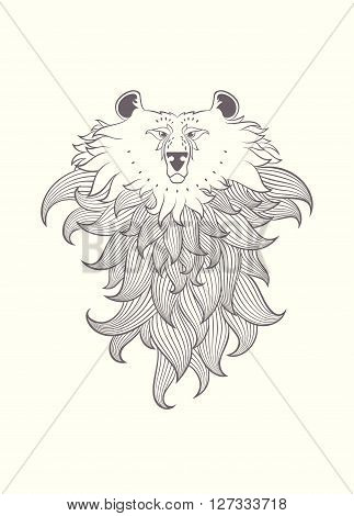 Bear. Vector graphic hand drawn ornamental illustration