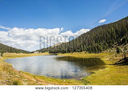 Poudre Lake in the fall in Rocky Mountains in Colorado