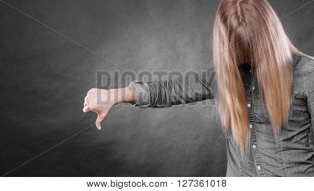 Depressed Girl Making Thumb Up Gesture