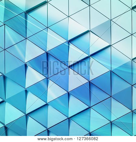 Abstract close-up view of modern aluminum ventilated triangles on facade
