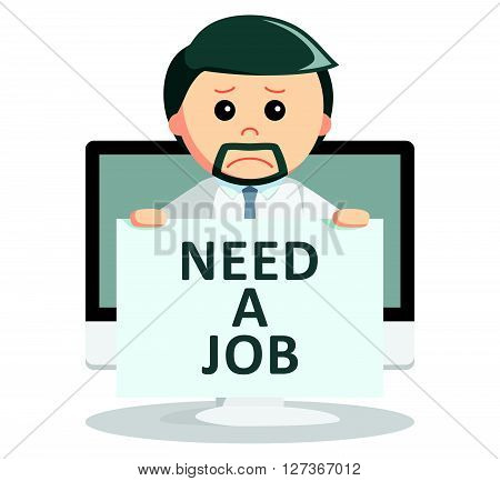 Business man need a job text  .eps 10 vector illustration flat design