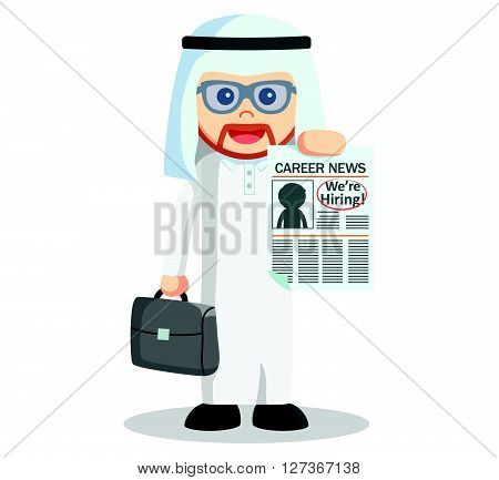 Arabic man showing news  .eps 10 vector illustration flat design