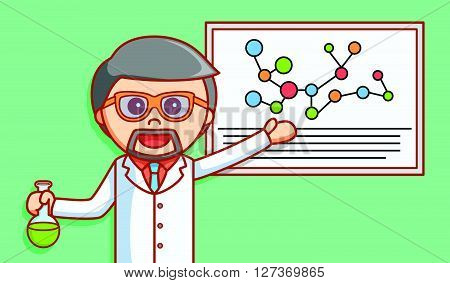 Scientist explaining formula  .eps 10 vector illustration flat design