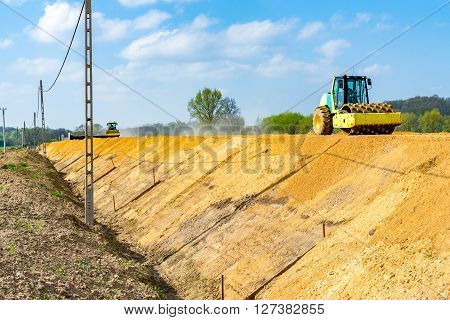 Compactors Working On The Construction Site