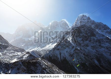 Scenic view of Jannu peak, Kanchenjunga Region, Himalayas, Nepal.