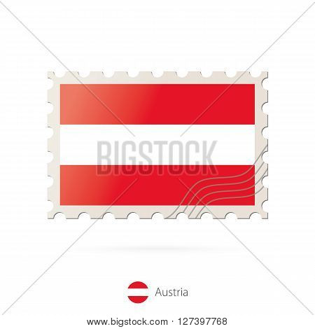 Postage Stamp With The Image Of Austria Flag.