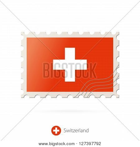 Postage Stamp With The Image Of Switzerland Flag.