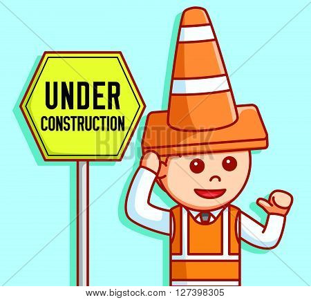 Business man under constructio .EPS10 editable vector illustration design