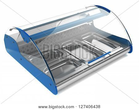 refrigerated display case with curved glass for shops and supermarkets isolated on a white background 3d