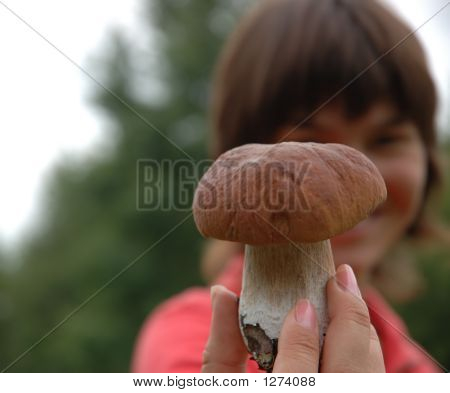 Girl Holding Mushroom