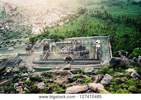 Overhead jungle temple view, Hampi,  Karnataka, India
** Note: Visible grain at 100%, best at smaller sizes