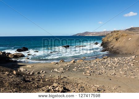 Rock Coast Near La Pared Village On The South Western Part Of Fuerteventura . Canary Islands Spain