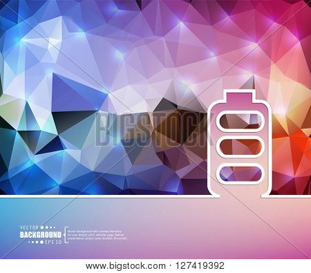 Creative vector battery. Art illustration template background. For presentation, layout, brochure, logo, page, print, banner, poster, cover, booklet, business infographic, wallpaper, sign, flyer.