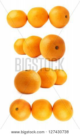 Three ripe fresh juicy grapefruits composition isolated over the white background