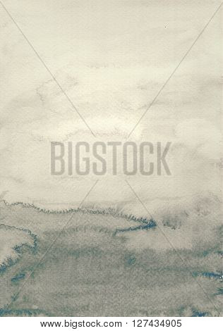 Old monotone  watercolor painting in paper image