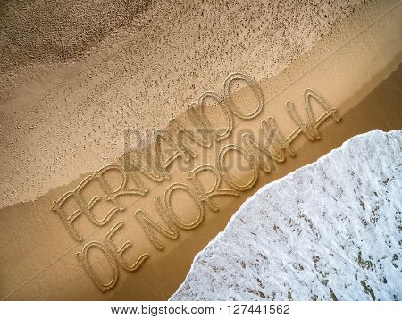 Fernando de Noronha written on the beach