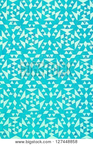 Close Up Of Turquoise Tradtional Design Printed On Textured Cotton - Abstract Fashion Background