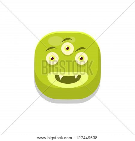 Content Monster Square Icon Isolated On White Background In Fun Childish Emoji Style Vector Design