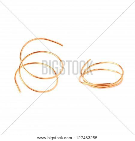 Bronze metal wire over white isolated background