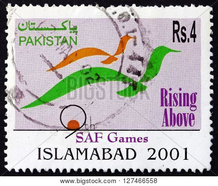 PAKISTAN - CIRCA 2001: a stamp printed in Pakistan dedicated to 9th SAF Games Islamabad circa 2001