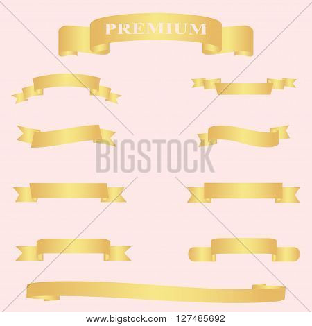 Golden ribbon set. eps 10 vector iilustration